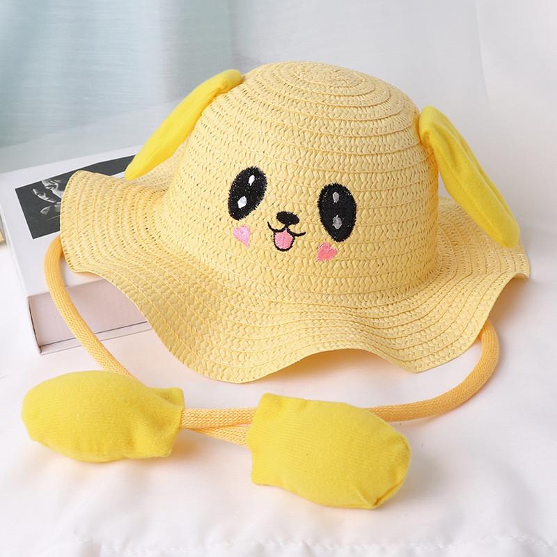 Adult Influencer Bunny Ears Straw Hat With Embroidered Sun Protection For Summer Casual Wear
