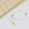 Non-fading Titanium Steel European and American Style Zircon Cross Necklace - Simple, Shiny Clavicle Chain