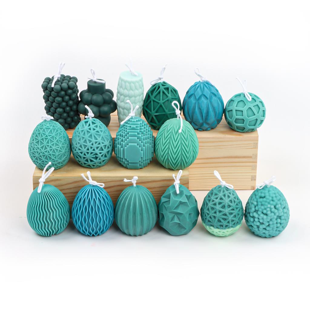 3D Easter Egg Silicone Mold Candle Making Chocolate Food Candy Cake Molds Form Mould Candles Business Round Flowers Easter Theme