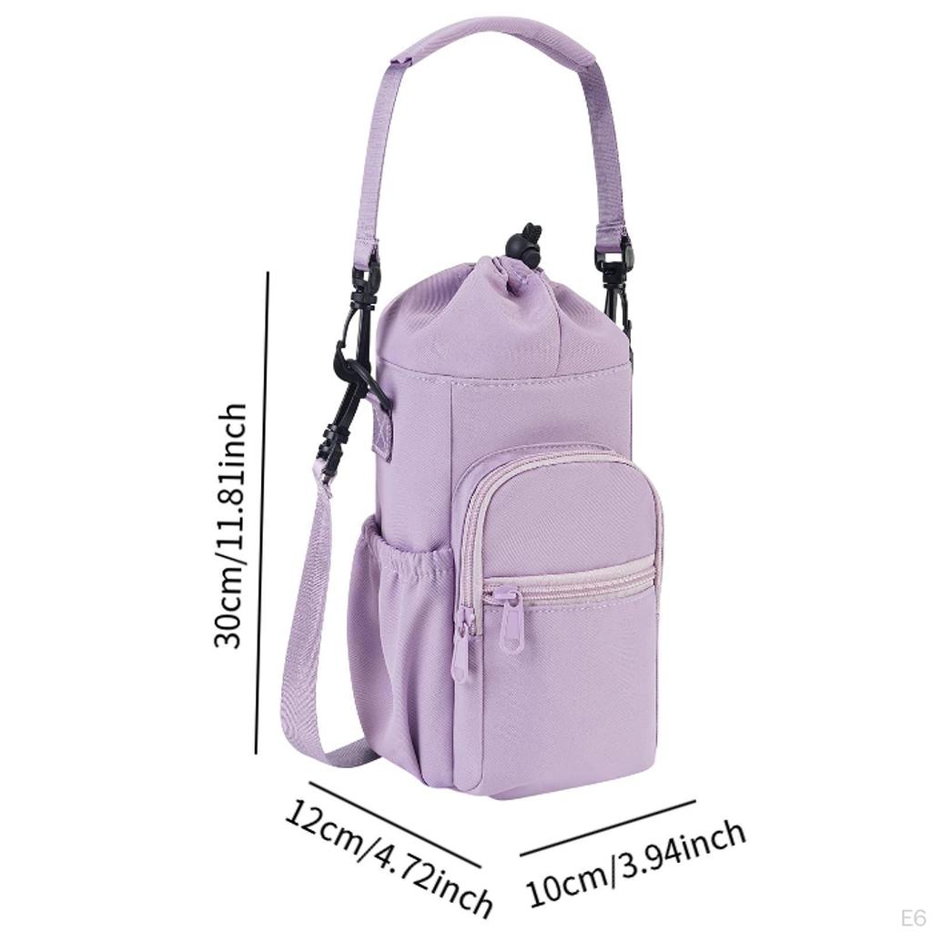 Water Bottle Carrier Adjustable Shoulder Strap for Men Women with Zipper Pocket Bag