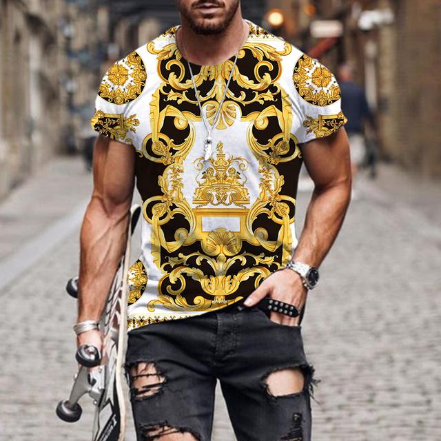2022 Luxury High-end Pattern 3D Print Men's T Shirt O Neck Short Sleeve Funny Streetwear Summer Loose Male Oversized Tops Tees