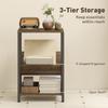 Narrow Side Table, End Table with 3-Tier Storage, V-Shaped Magazine Holder for Living Room, Bedroom, 40 X 30 X 61cm, Oak