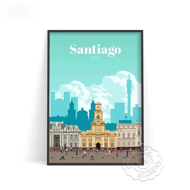 World City Travel Poster, Japan Tokyo Osaka Poster, Spain Madrid Watercolor Print, Florence Milan Santiago Chicago Wall Decor No Frame