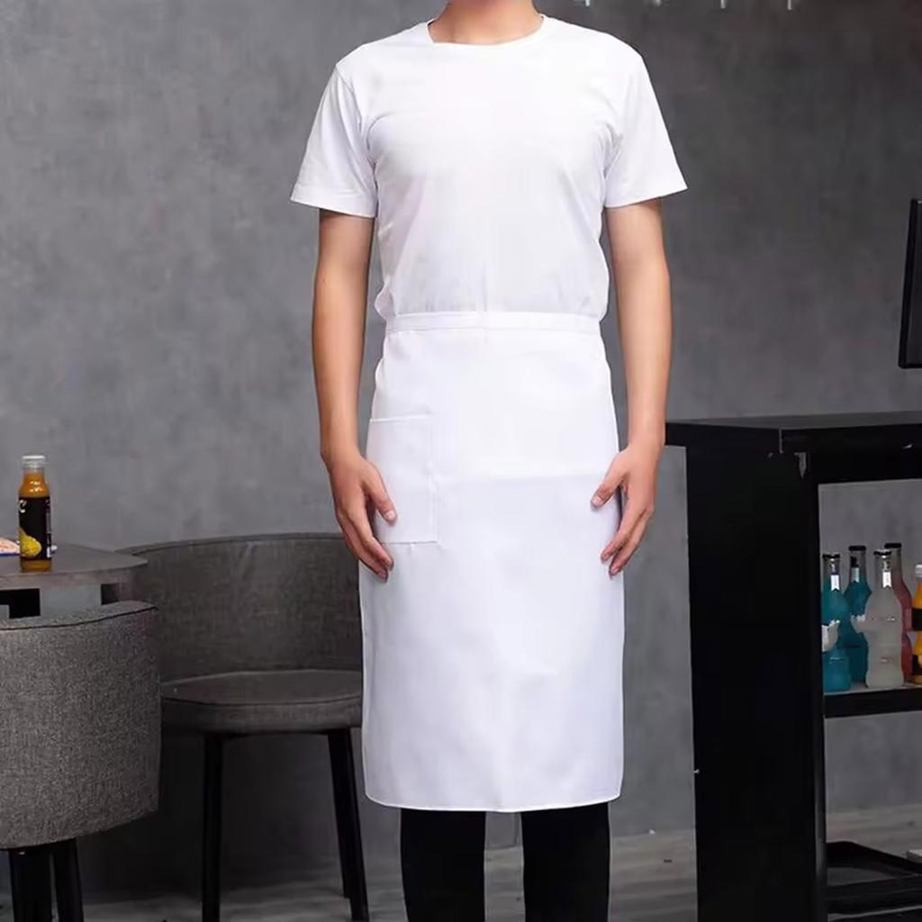 Multifunctional Polyester Half Cut Kitchen Apron Chefs Work Apron Stain Resistant for Professional Cooks Waiters