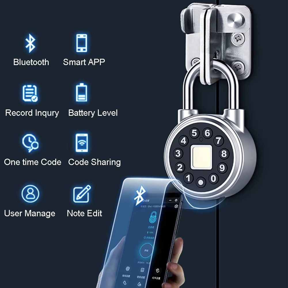 Type C Charge Waterproof Fingerprint Padlock General Security Smart APP Locker  Suitcase