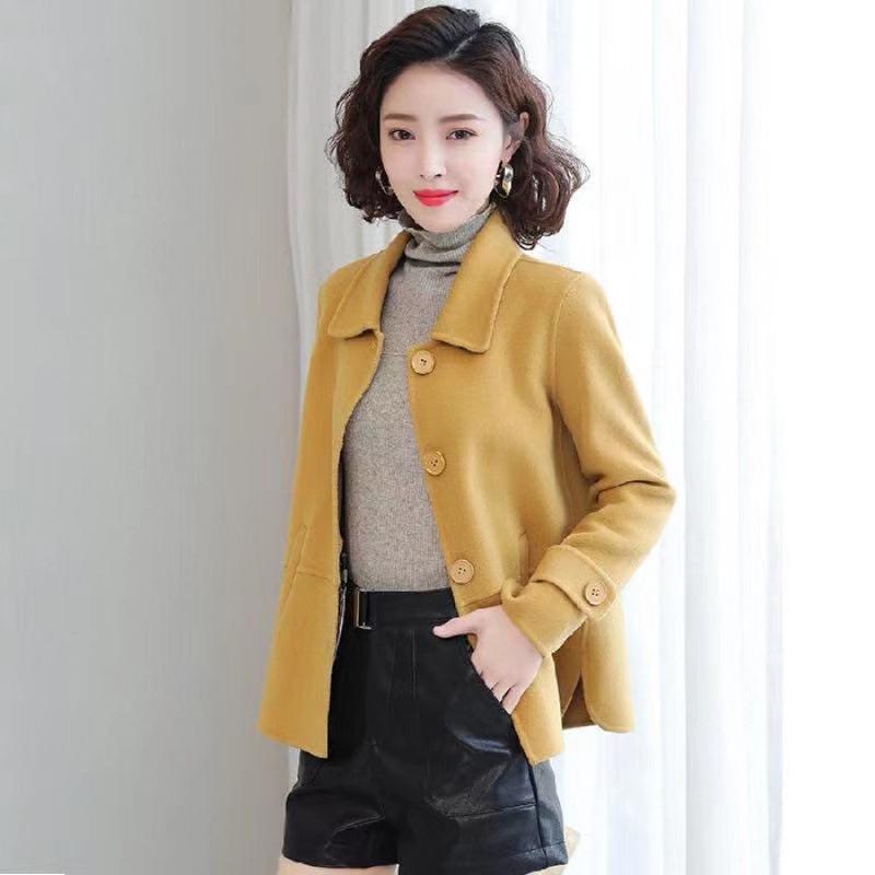 

Women s 2024 Autumn French Chic Woolen Coat - Loose, Casual, Versatile Button Cardigan Jacket 2XL жовтий