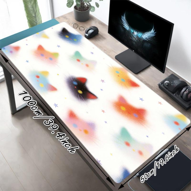 Cat Stars Xl Gaming Mouse Pad Nonslip Rubber Base Stitched Edge Waterproof Desk Mat For Pc Laptop Gamer Office Computer Accessories C927178