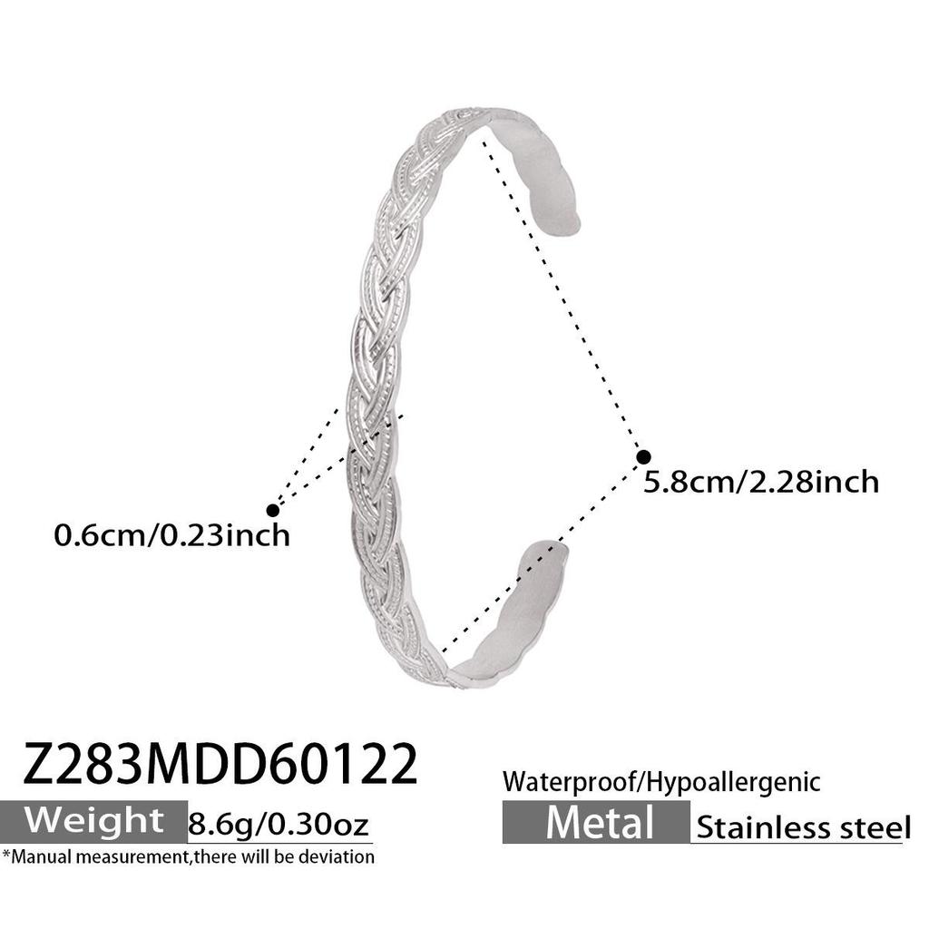 Stylish Stainless Steel Bracelet with Enamel Design and Zirconium Accent