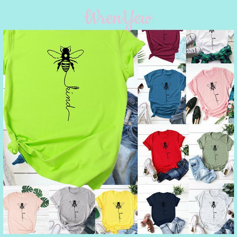 Women's Bee Printed Crew Neck T-shirts Featuring Soft Cotton Fabric For Comfort