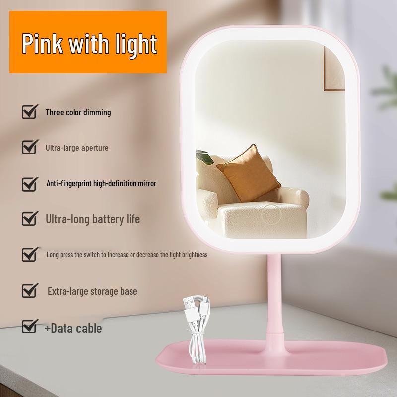 LED Light Desktop Makeup Mirror, Color-Changing Portable Mirror for Home and Dressing Table.