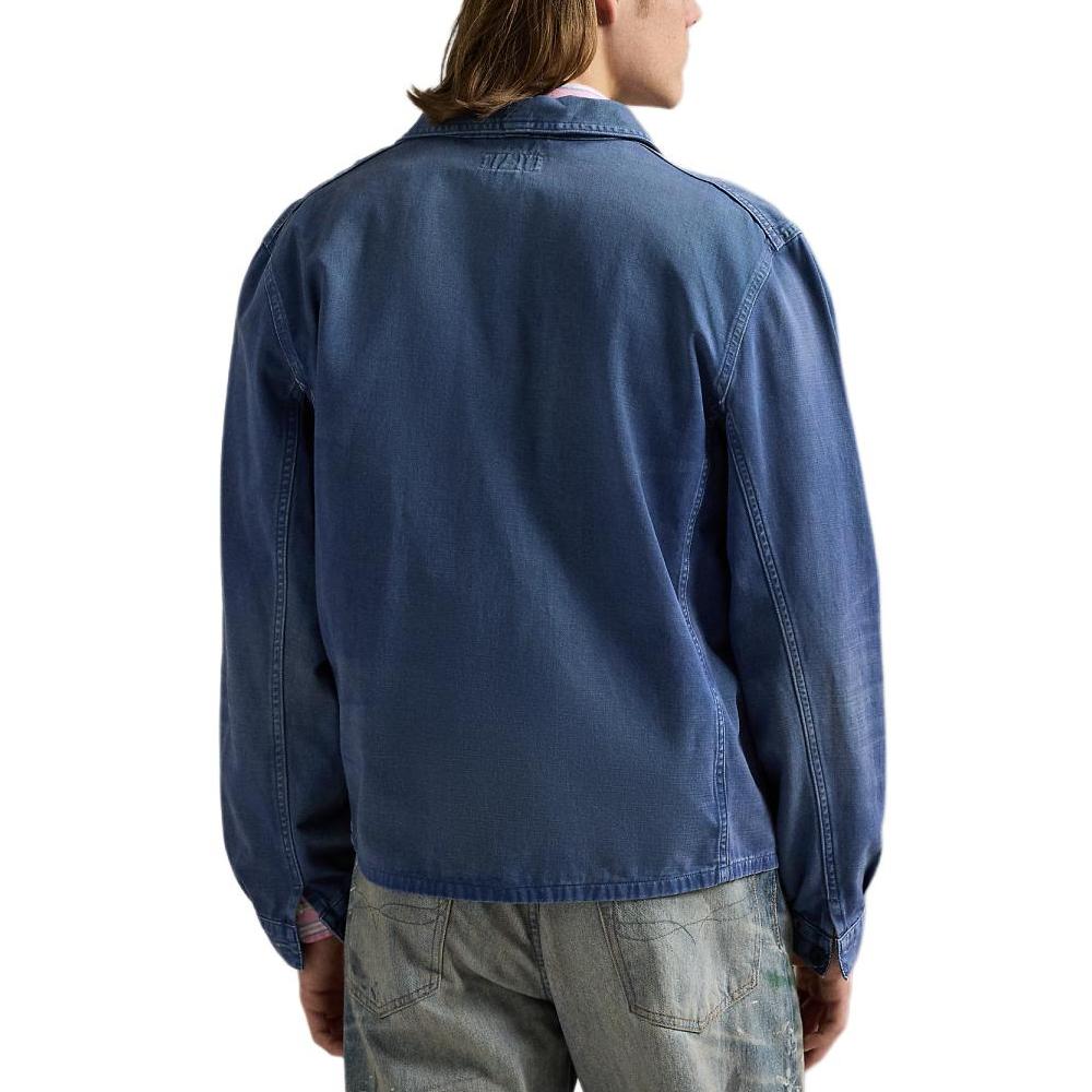 Polo Ralph Lauren Solid Cotton Twill Button Long Sleeve Jacket Men jackets Blue MNPOOTW16021659-400