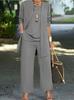 Women's Loose Fit Three Piece Outfit Set Long Sleeve Open Cardigan Tank Top High Waist Wide Leg Pants Elegant Pant Suit