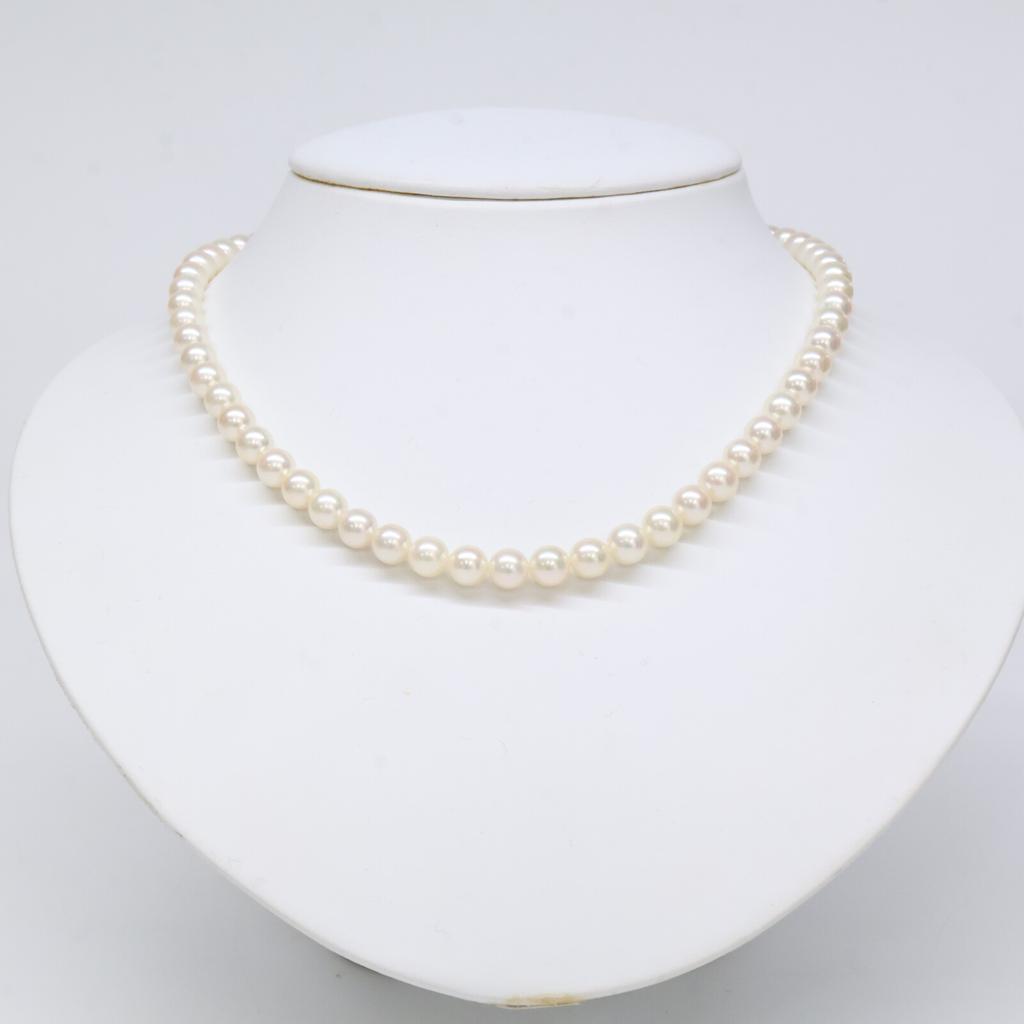 MIKIMOTO K14 58P 6.3-0.3"/0.3" Naszyjnik z pereł i zestaw kolczyków z pereł Naszyjnik Białe złoto Używany