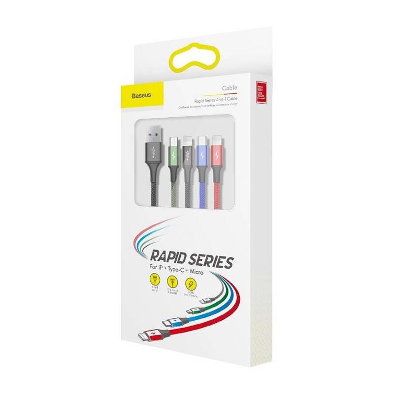 Kabel Usb Baseus Fast 4W1 Usb-C / 2X Lightning / Micro 3,5A 1,2M (Czarny)