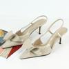 Fashion High Heels Ladies Summer Sandals Beige Patent Leather Office Work Stiletto Footwear Luxury Dramatic Bow Party Prom Women Shoes