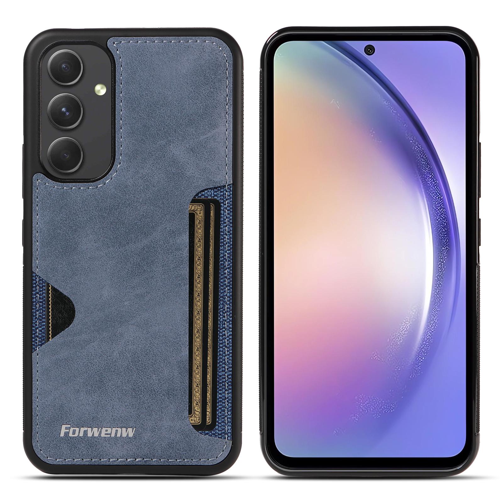 

Серия FORWENW F5 Чехол для Samsung Galaxy A54 5G с держателем для карт, противоударный чехол для мобильного телефона Blue