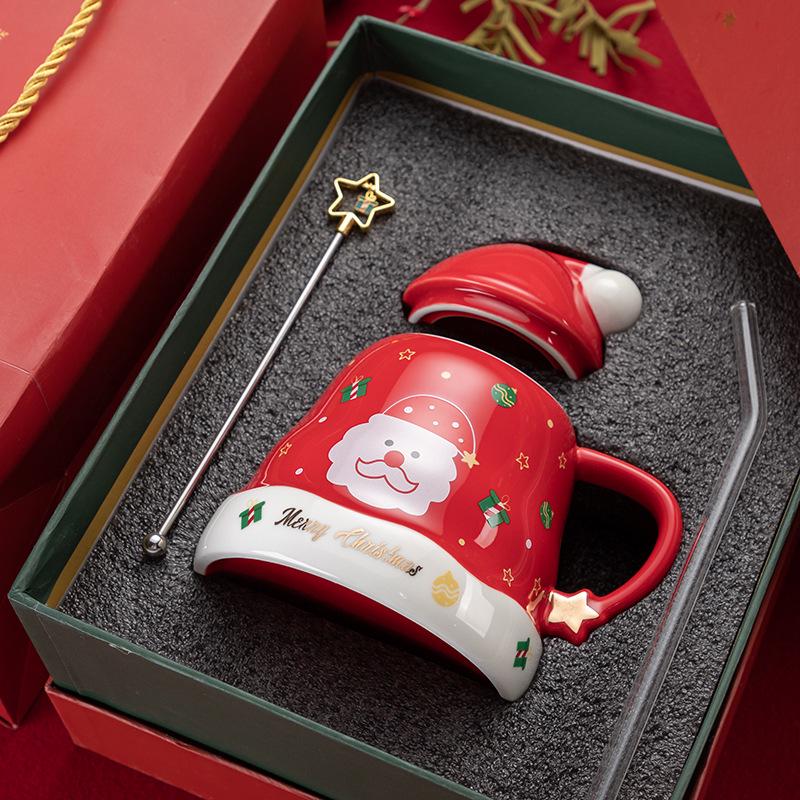 Set cadou cană de Crăciun ceramică creativă pentru cupluri și fete