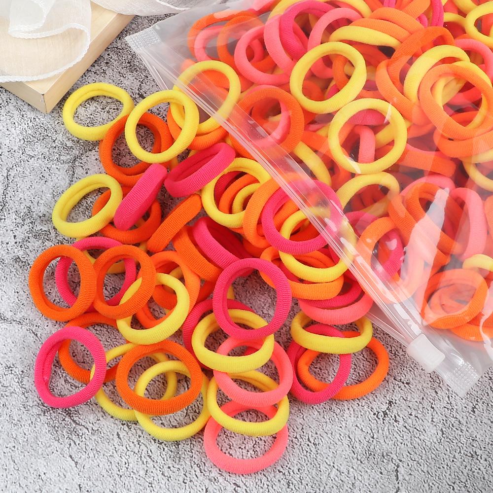 100PCS 3cm Mixed Colors Hair Bands For Kids Elastic Headband Baby Girl Headwear Scrunchies Hair Accessories Gift Ponytail Holder