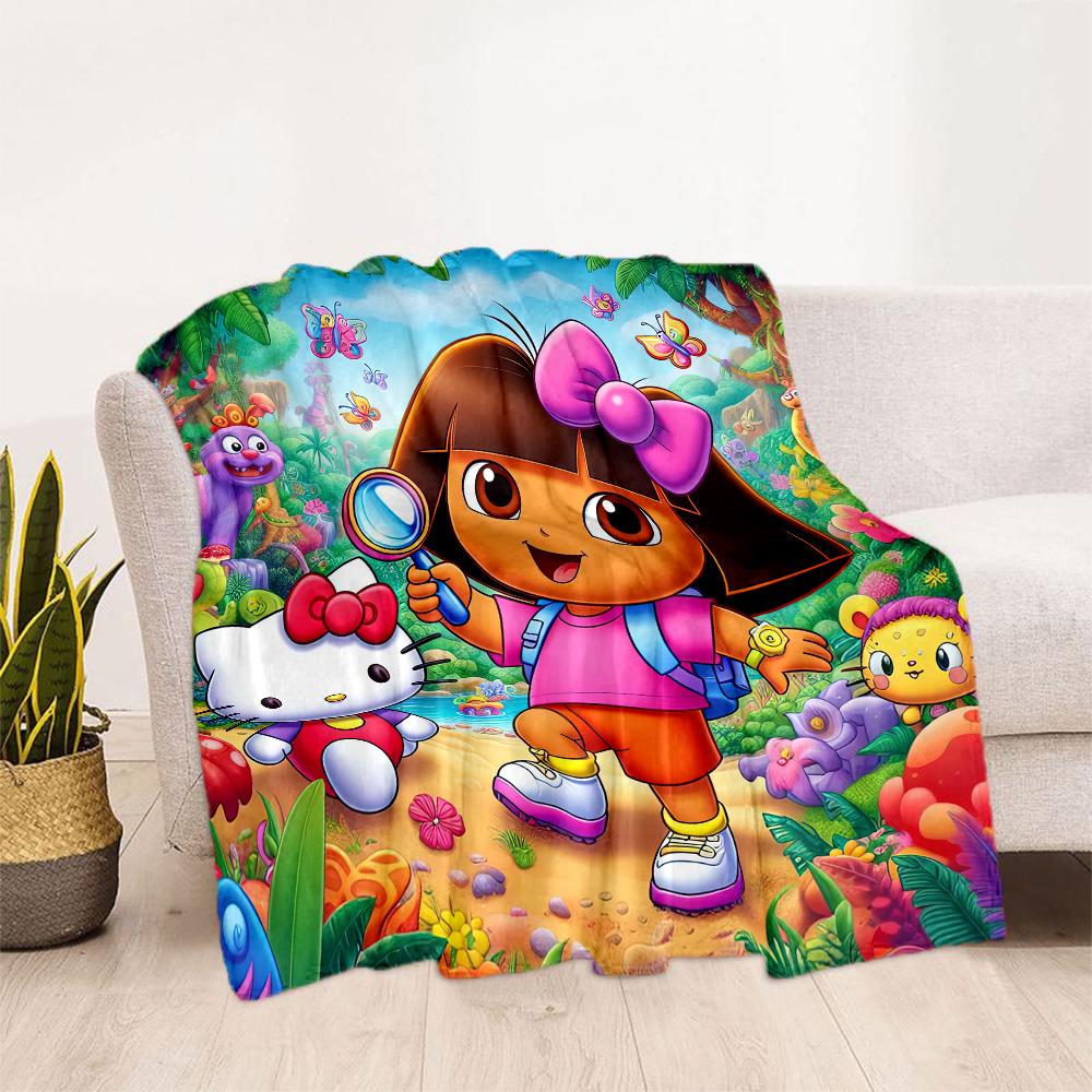 Dora Explorer Blanket Comfortable Great for Picnics Chair Livingroom All-Season Use Modern Style Gifts For Family Or Friends