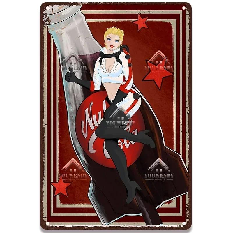 Nuka Cola Drink Posters Metal Sign - Ultimate Wall Decor for Pub Gaming Vibes, Retro Game-Themed Metal Art