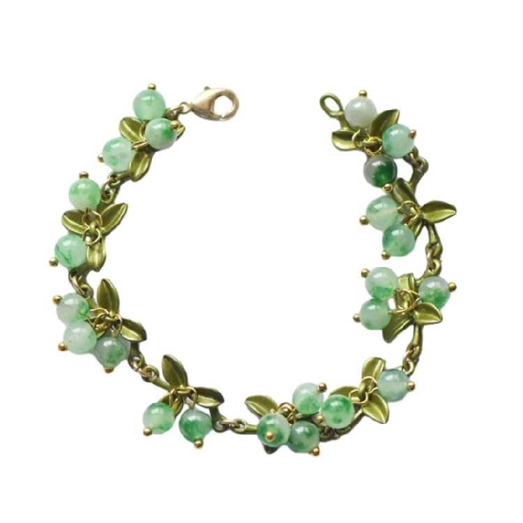 Trendy Plant Leaf Beads Pendant Bracelet Cranberry Leaves Bracelet Bangle Decor