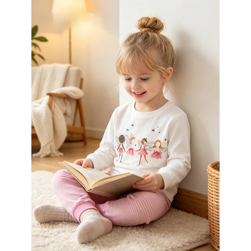 Girl Autumn Fashion Cotton Two Piece Set With Abstract Print For Kids