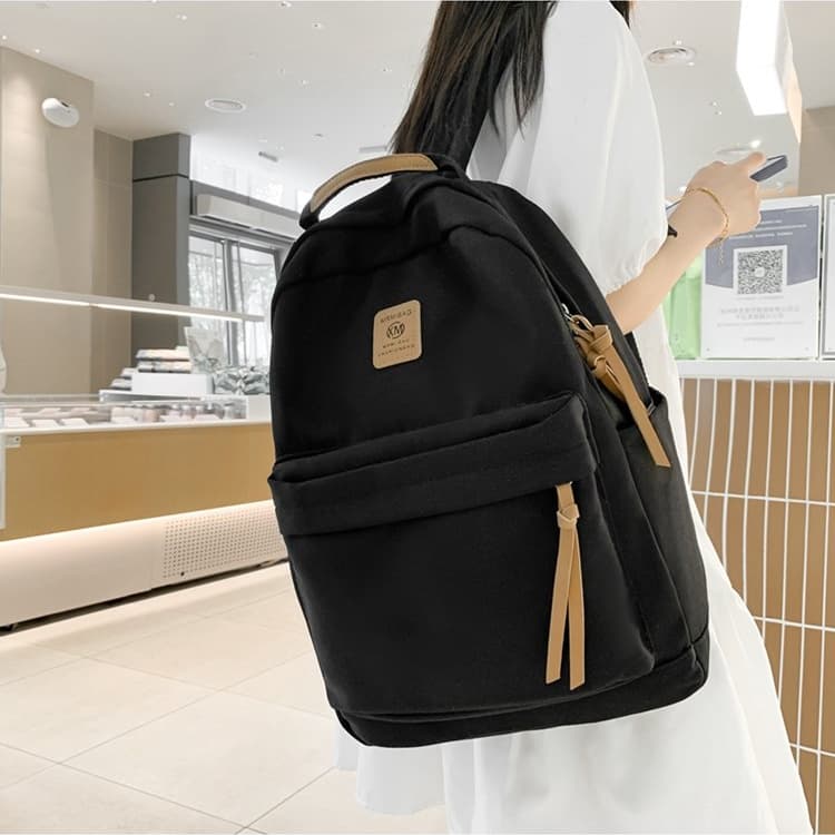 New Simple Solid Color Backpack Student Backpack