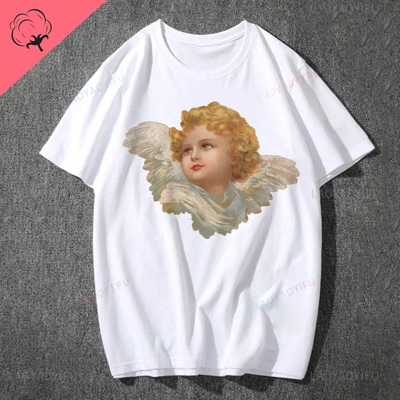 Fashion Fiorucci Baby Angel Graphic Tshirt Summer Classic Aesthetic T Shirt Unisex Unisex Kawaii Clothes Creative Couple Short Sleev Unisex