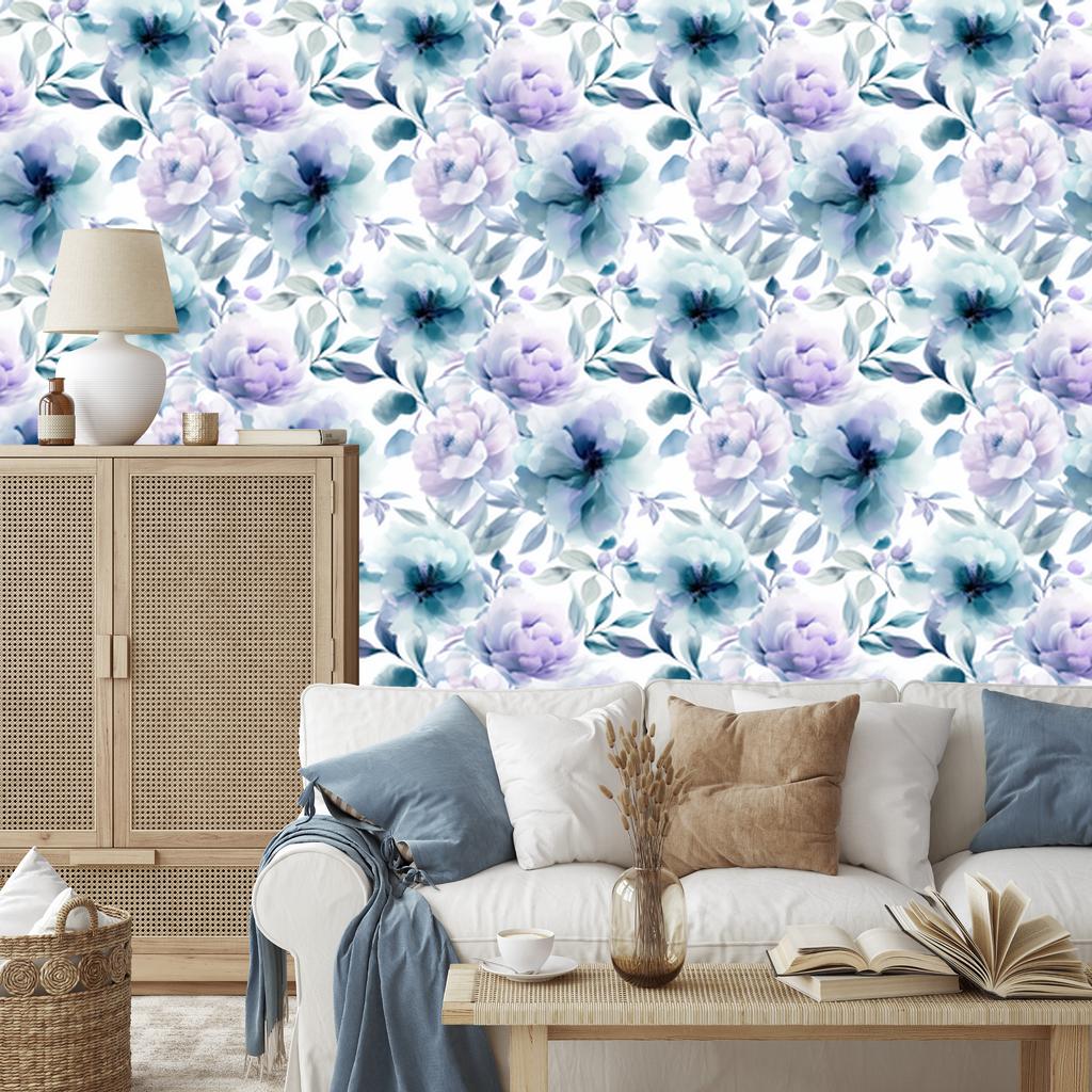 Wallpaper Background White, Blue and Azure for Living Room and Bedroom 50x1000