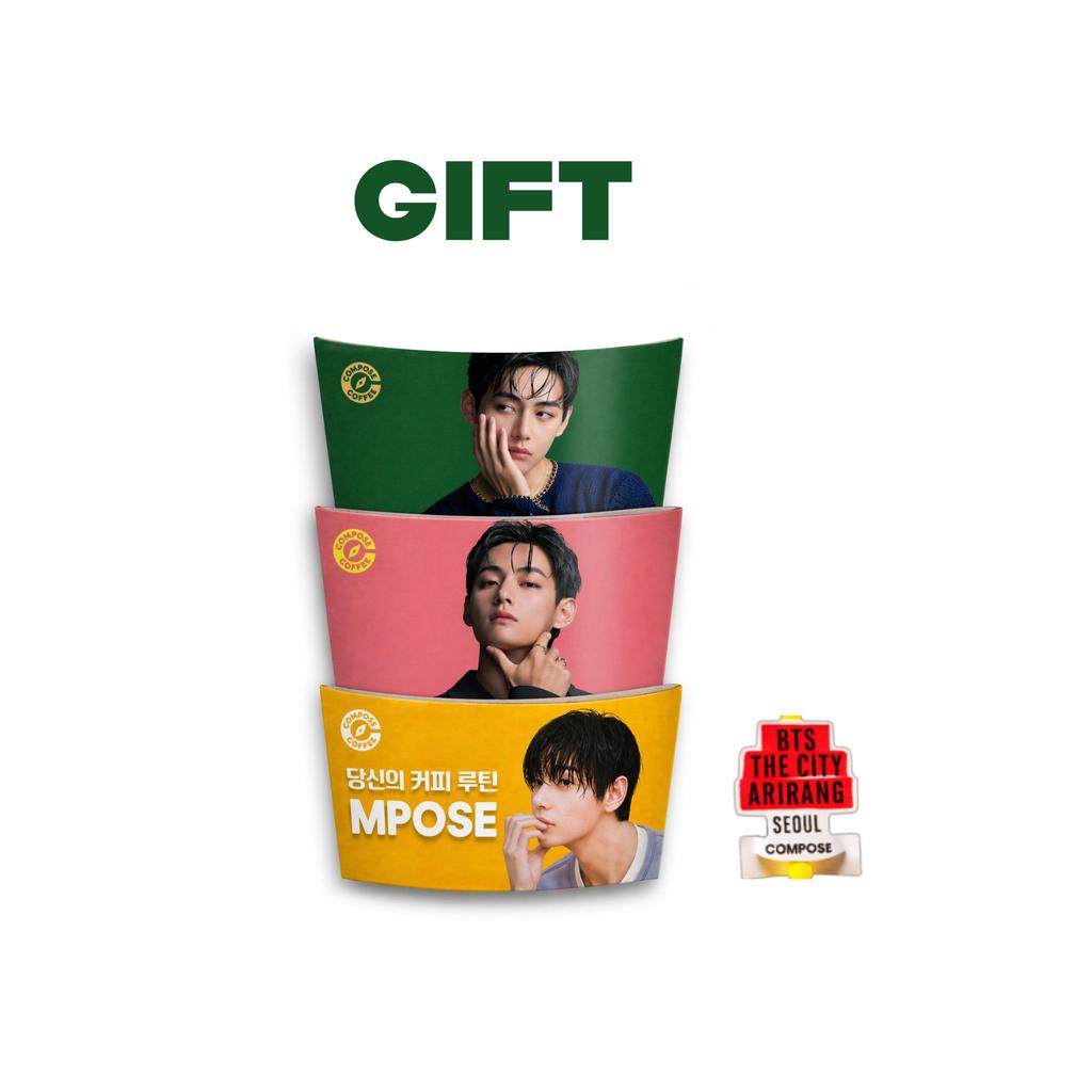 Hotteok Edição Limitada BTS x Oreo (Panqueca Doce Coreana) Conjunto de Presente com 3 Tipos de Manga para Copo Flavor Cookie + BTS V