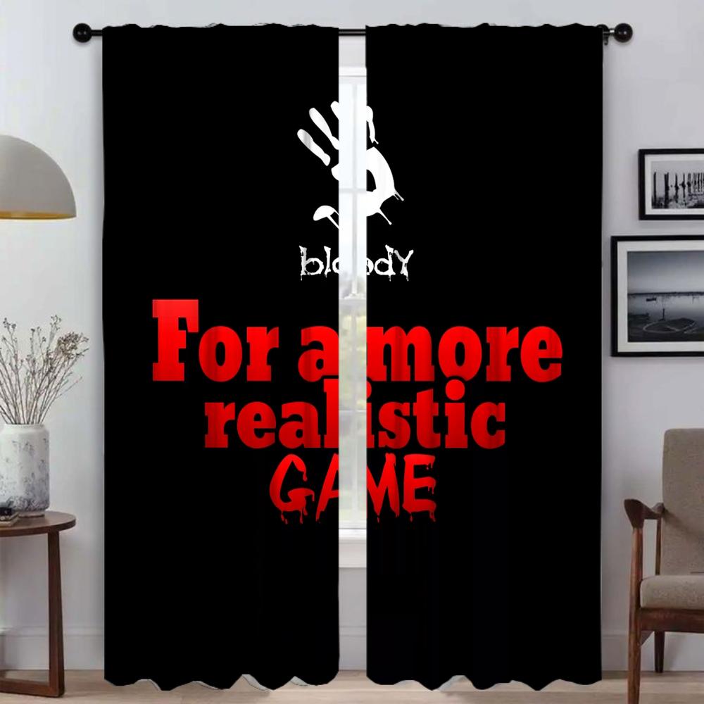 Bloody Blackout Curtains for Living Room Curtain Shades Anti-mosquito Curtains 2 Pieces Partition Halloween Decoration Kitchen