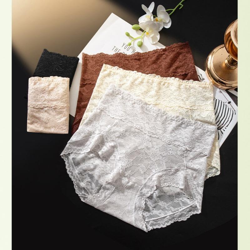 Female Summer Light Plastic Feeling Lace High Waist Abdominal Lift Hip Extension Crotch Triangle Briefs