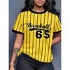 Women's Baseball Stripe Printed Round Neck Short Sleeve T-Shirt Summer Graphic Tee Jerseys Plus Size Men's Sport T-Shirt Tops
