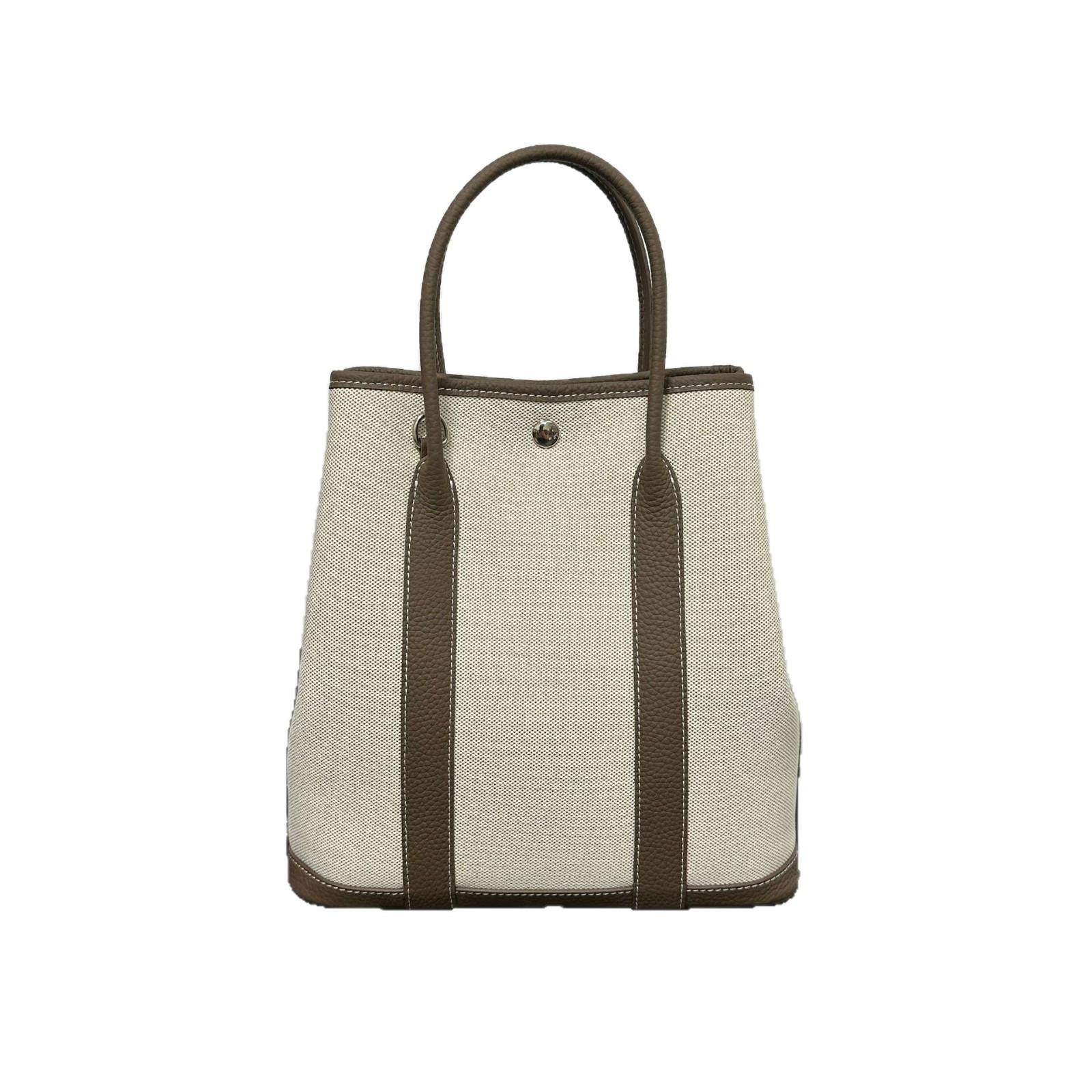 

Vertical canvas with first-layer cowhide garden bag 36 handbag fashionable and casual lightweight tote bag large-capacity women s bag 28*29*9cm