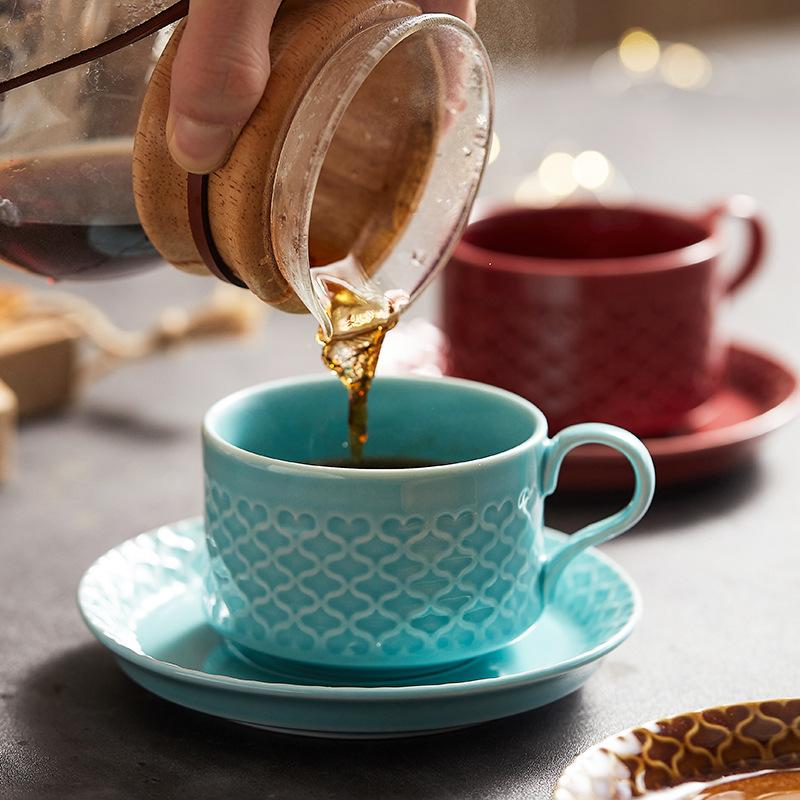 Ceramic Coffee Cup Saucer Retro Coffee Cup Love Coffee Cup Household Coffee Cup Saucer