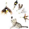 Cat ect Feather Toys Replacement Cat Toy Wand Refills, 6 Pieces Natural ect Cat Toy Feathers Refill, Interactive Cat Teaser Wand Attachments, with