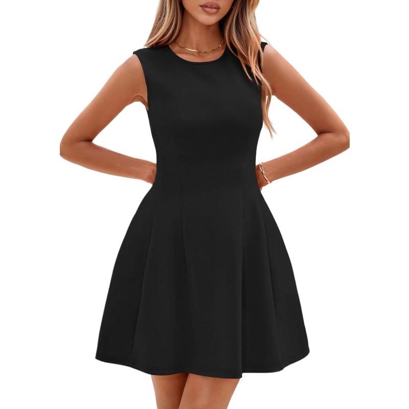 Ärmelloses einfarbiges Kleid Damen Taille Neuer sexy Stil