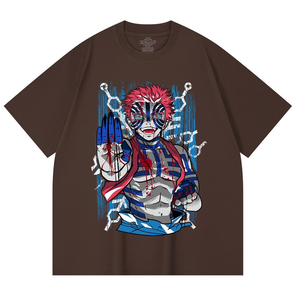 230 Gsm 100% Cotton Demon Slayer V79 Akaza Print Unisex Heavy Cotton T Shirt