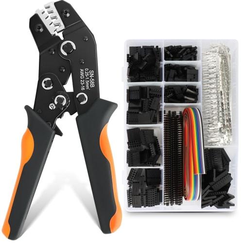 Crimping Pliers Set: 1 Pliers + 1600 Terminals for Electronics, Circuit Boards, Speakers, Load Boards, Home Appliances, Lighting, Industrial Equipment