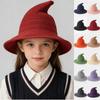 Breathable Children's Witch Hat Yarn Cotton Halloween Hat Knitted Wizard Cap  Stage Play