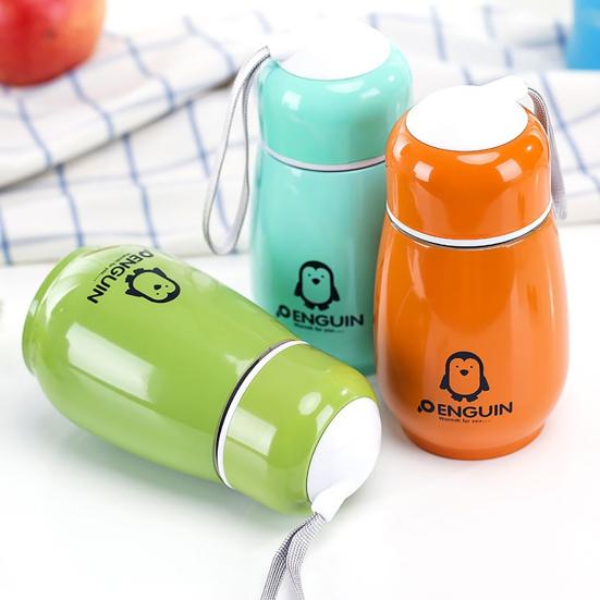 180ml Stainless Insulated Vacuum Steel Penguin Design Leakproof Water Cup Bottle
