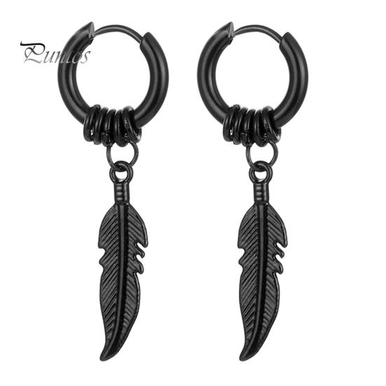 Clip Earrings 1 Pair Feather Shape Drop Small Ear Clips Vintage Piercing Round Jewelry Accessory Dangle