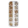 12Grids/Box Nail Art Rhinestone Flat Back Non-Drop Lightweight Mixed Colorful AB Nail Art Glitter Decorations for Manicure