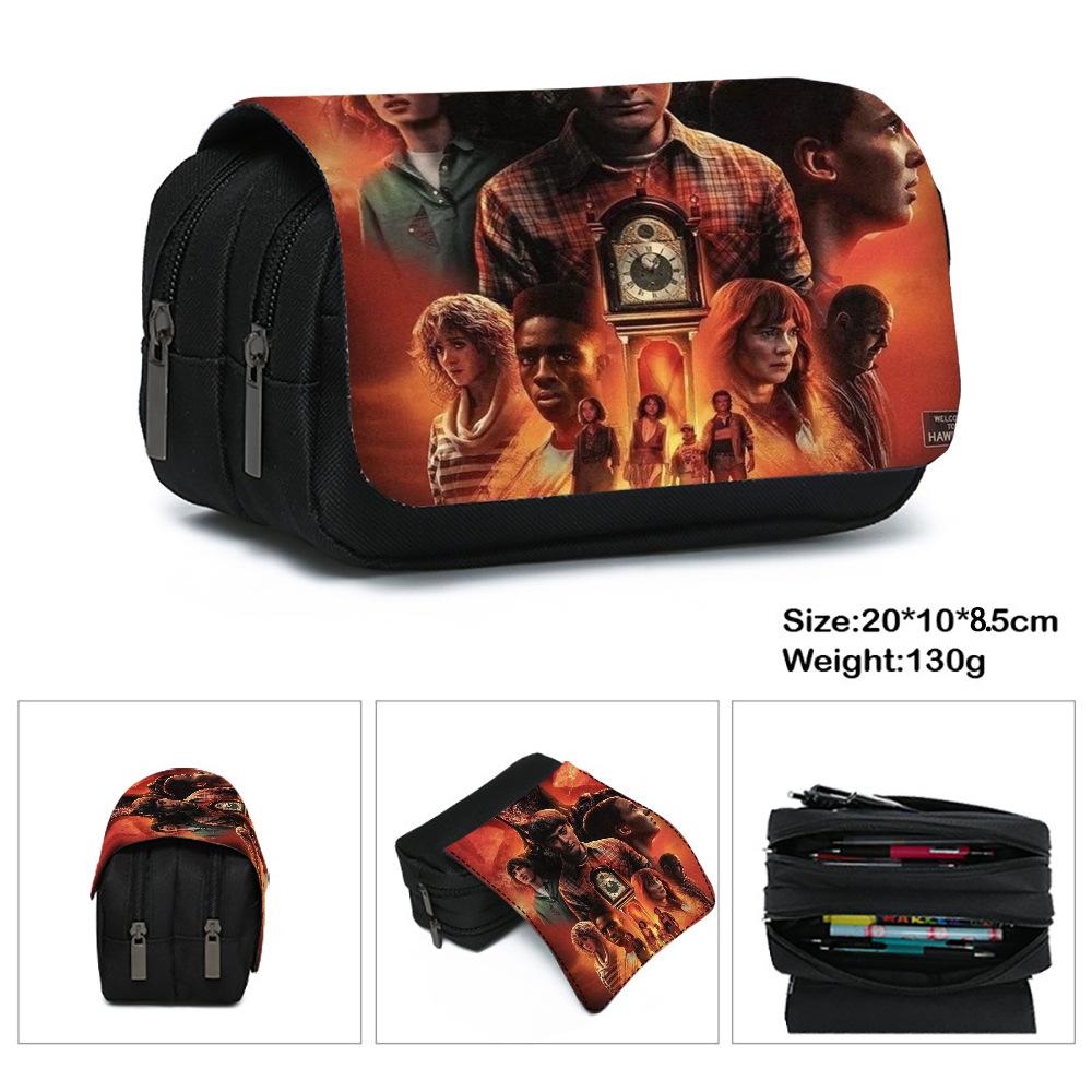 Stranger Things 5 Pencil Case, Large Capacity Multi-Layer Storage, Wear-Resistant Oxford Cloth Student Stationery Bag