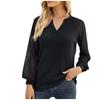 Women's  And Winter Casual Tops Shirts Lace Stitching Long Sleeve V-Neck T-Shirts