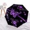 1pc Butterfly Purple Floral Art Automatic Folding Umbrella, 8-Rib Iron Frame, Casual Outdoor Accessory for Birthday Festival Gifts yy251128187