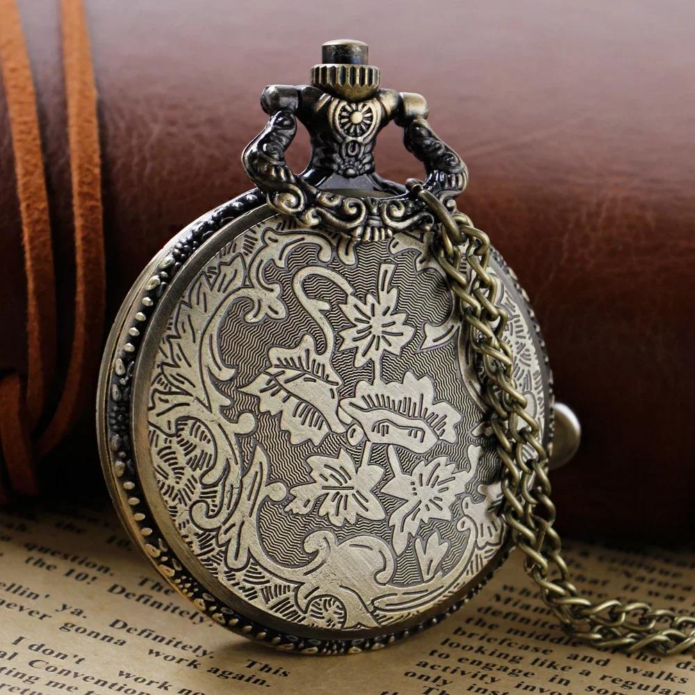 Lila Edelstein Steampunk Taschenuhr Antikes Vintage Design Quarz Kettenuhr Anhänger Schmuck Zeitmesser Geschenk für Damen Herren