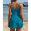 Charmoleaks Women One Piece Swimdress Tummy Control Swimsuits Full Coverage Bathing Suit Modest Mesh Sheer Swim Skirt