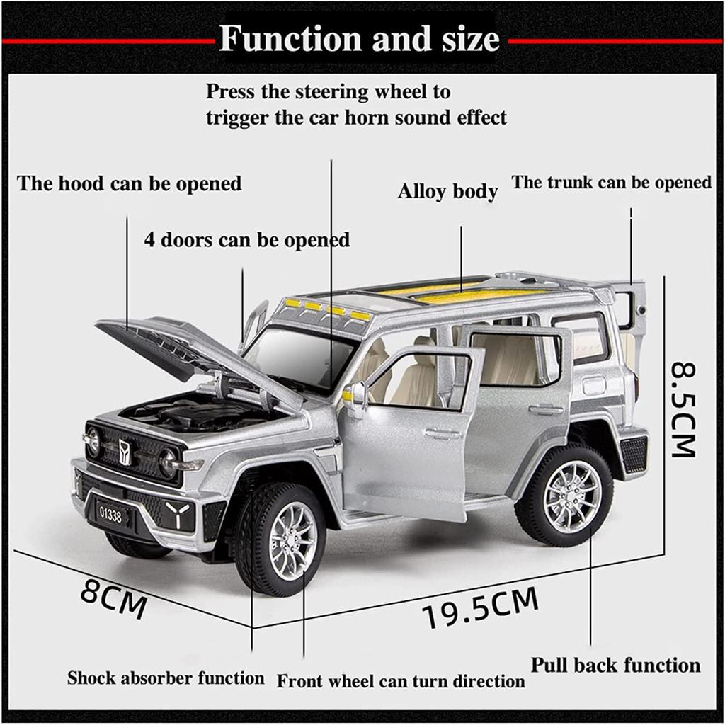 ג'יפים בקנה מידה 1/24 רנגלר טנק 300 Diecast רכב דגם צעצוע, רכב צעצוע משוך אחורה עם קול ואור לילדים פעוטות בנים בנות קולקציית מתנות