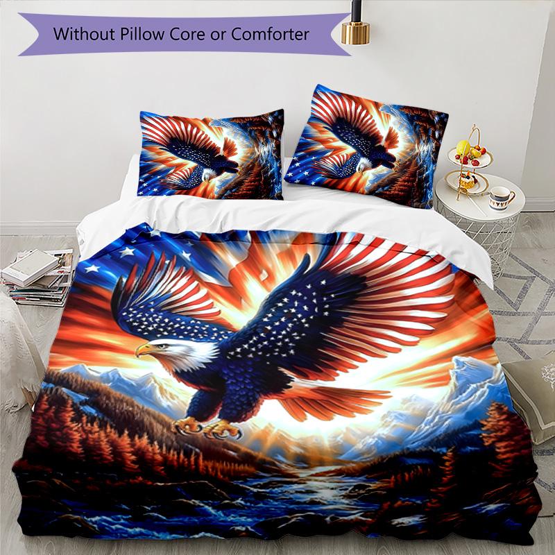 Eagle 3pcs Bedding Set Duvet Cover Closure Includes 1 Duvet Cover & 2 Pillowcases for All Seasons Bedroom Home Dorm Decor
